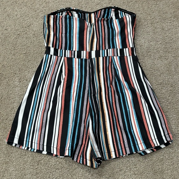 SHEIN Women’s Multicolor Striped Strapless Romper / Swim Cover Up - size M - Picture 3 of 5